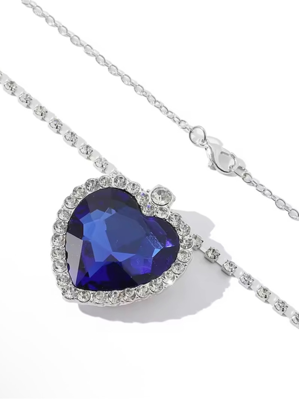 Anthropologie Silver Necklace with Royal Blue Heart Pendant - Picture 2 of 6